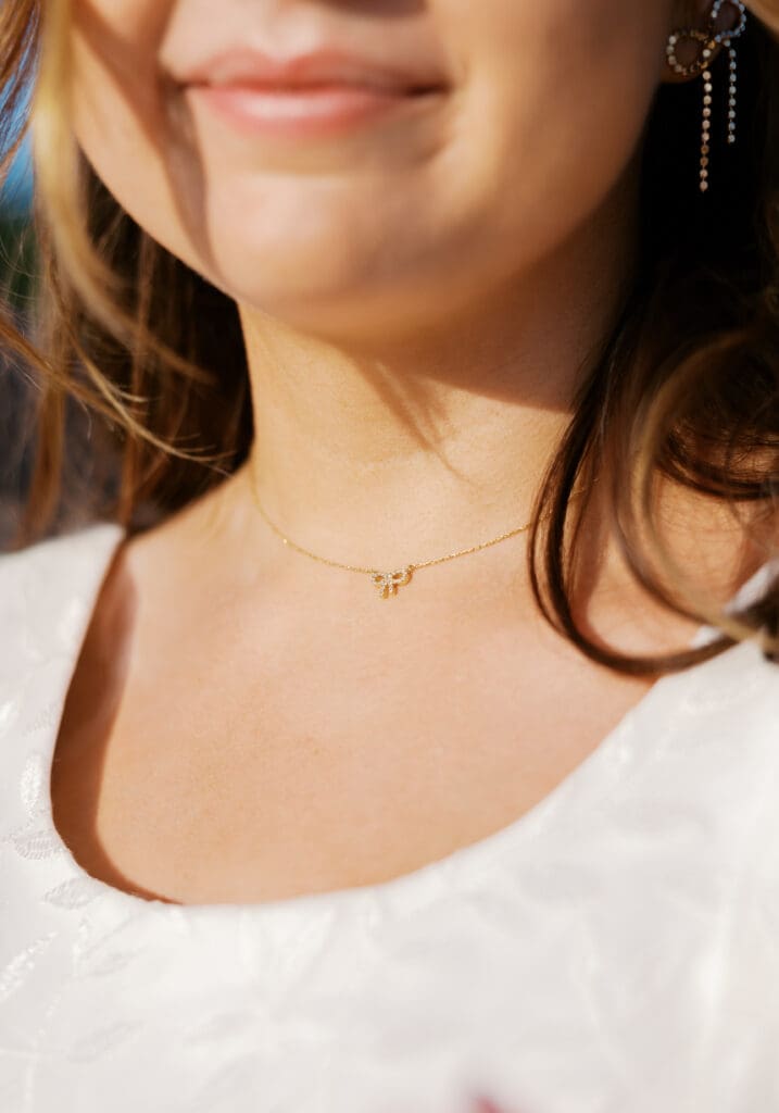 Delicate Bow Necklace, Julia Price Photography